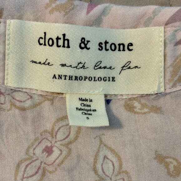 Anthropologie Cloth & Stone Paisley Sheer Button Down Pink Top Women S - Picture 7 of 10